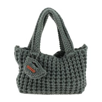 1 pc Waffle Knit Top Handle Bag Mini Tote Casual Shoulder Handbag