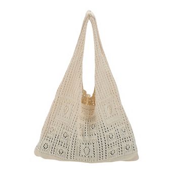 1 pc Geometric Square Knit Tote Shoulder Bag Casual Beach Handbag