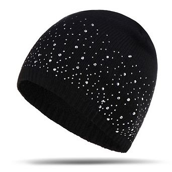 Women's Sparkle Cable‑Knit Pom‑Pom Cuff Beanie