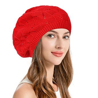 Women's Slouchy Crochet‑Knit Cutout Beanie