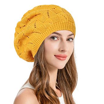 Women's Slouchy Crochet‑Knit Cutout Beanie