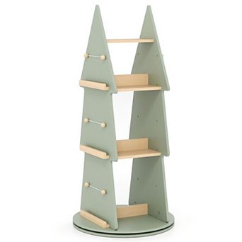 Freestanding Rotating Bookshelf with Tree Design for Home and Classroom With Display Storage