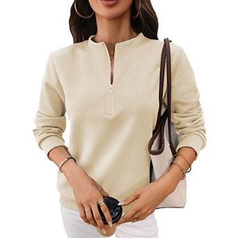 Women's Quarter‑Zip Sweatshirt for Women Long Sleeve Casual Tops