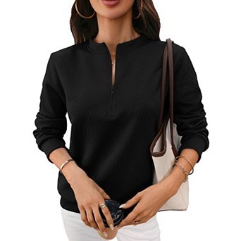 Women's Quarter‑Zip Sweatshirt for Women Long Sleeve Casual Tops