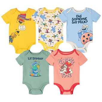 Sesame Street 5-Pack One Piece Short Sleeve Bodysuits