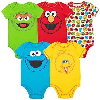 Sesame Street 5-Pack One Piece Short Sleeve Bodysuits