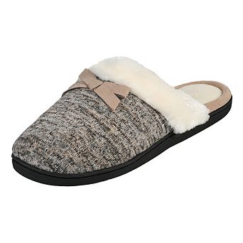 Roxoni Women’s Cozy Memory Foam Slippers Fuzzy Faux Fur with Anti-Skid Sole & Bow