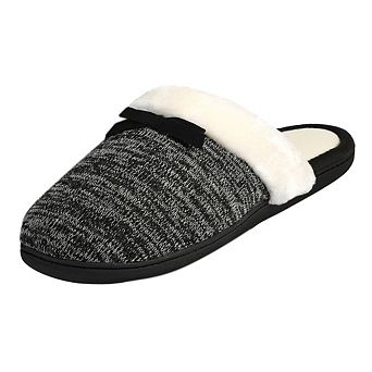 Roxoni Women’s Cozy Memory Foam Slippers Fuzzy Faux Fur with Anti-Skid Sole & Bow