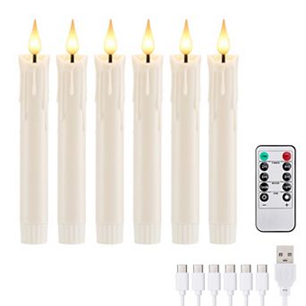 6 Pack 6.7" Rechargeable Flameless Candles with Remote Control & Timer