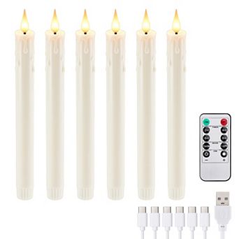6 Pack 10" Rechargeable Flameless Candles with Remote Control & Timer