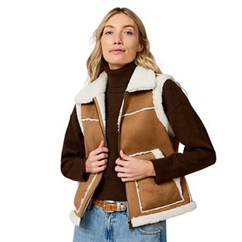 Free Country Women's Faux-Suede Shearling Reversible Vest