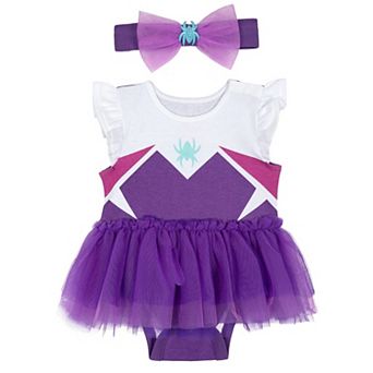 Marvel Spider-Verse Ghost-Spider Cosplay Tutu Bodysuit and Headband Set