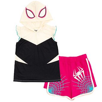 Marvel Spider-Verse Cosplay 2 pc Sleeveless Hoodie and Shorts Set