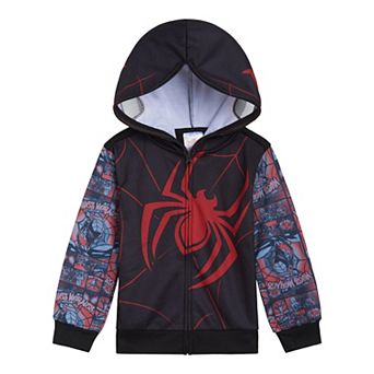 Marvel Spider-Verse Miles Morales Cosplay Fleece Zip-Up Hoodie