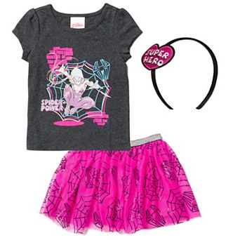 Marvel Spider-Verse Ghost-Spider T-Shirt and Tutu Skirt Set
