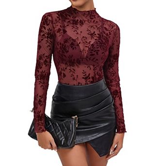 Women's Floral Lace Long Sleeve Casual Blouse Tops