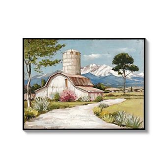 32 x 24 Inch Frame Rustic Farmhouse Wildflower Barn Canvas Wall Art Decor