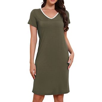 Women's Nightgown Modal Nightdress Stretchy V Neck Short Sleeves Soft