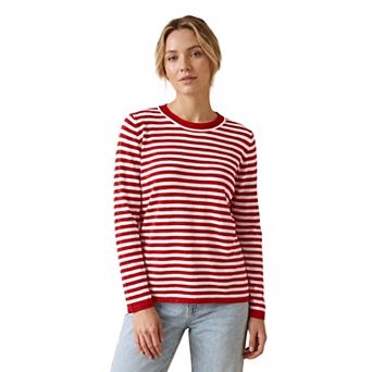 Women's Striped Crew Neck Long Sleeve Casual Top
