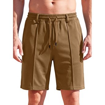 Men's Drawstring Shorts Casual Breathable Textured Knit Stretch