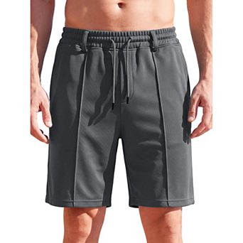 Men's Drawstring Shorts Casual Breathable Textured Knit Stretch