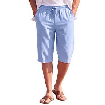 Men's Linen Shorts Drawstring Elastic Waist Summer Casual Beach