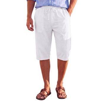 Men's Linen Shorts Drawstring Elastic Waist Summer Casual Beach