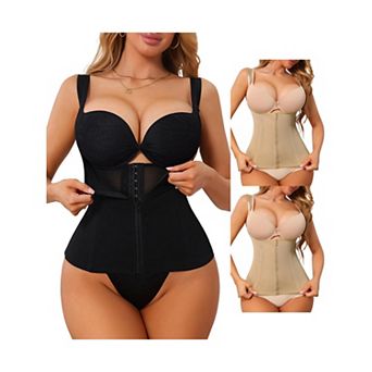 3 Packs Waist Train Corset for Women Tummy Control Vest with Adjustable Straps Zip Up Bodyshaper