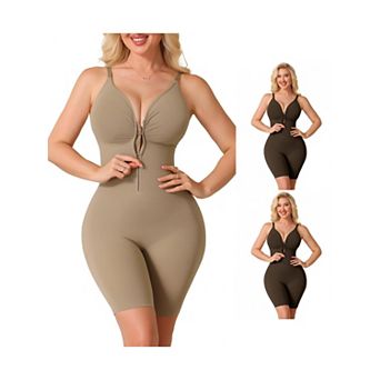 3 Packs Women's Shapewear Bodysuits Tummy Control Hip Lifting Zip Up Sleeveless Bodyshaper