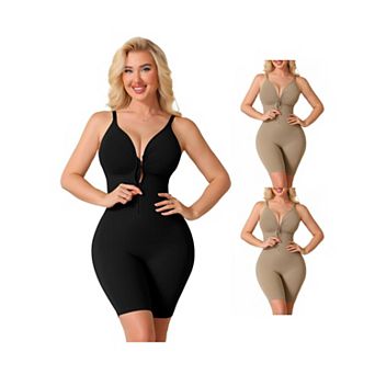 3 Packs Women's Shapewear Bodysuits Tummy Control Hip Lifting Zip Up Sleeveless Bodyshaper