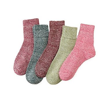 5 Pairs Womens Warm Wool Blend Crew Socks