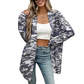 Women's Cardigan Sweater Long Sleeve Open Front Longline Casual Layer
