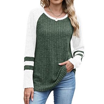 Womens Long Sleeve Sweatshirts Color Block Casual Fall Shirts