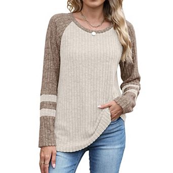 Womens Long Sleeve Sweatshirts Color Block Casual Fall Shirts