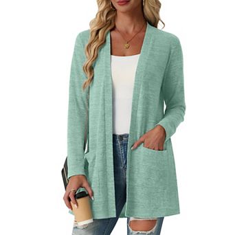 Women Open Front Long Sleeve Knit Cardigan with Pockets