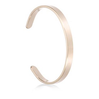 Stainless Steel Cuff Bracelet, Flat Thin Adjustable Open Cuff Bangle Engravable Bracelet with Bag