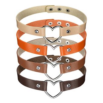 4 pc Chokers, Heart Choker Collar Necklace Punk Grunge Necklace Gothic Jewelry