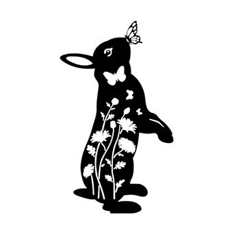 Iron Rabbit Garden Stake Wall Decor Bunny Silhouette Outdoor Yard Art