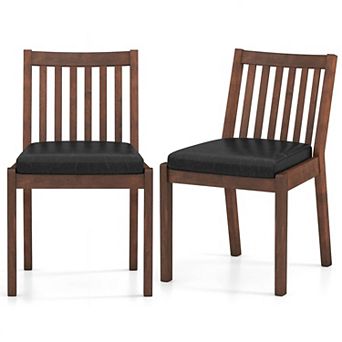 Upholstered Dining Chairs Wood Frame PU Seat Kitchen Chairs