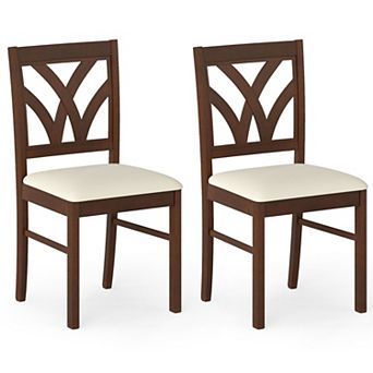 Set of 2 Upholstered Dining Chairs Rubber Wood Frame Kitchen Chairs