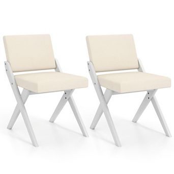 Upholstered Dining Chairs Set of 2 Padded Seat Curved Back Kitchen Chairs