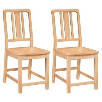Dining Room Chairs Set Rubber Wood Inclined Back Wide Seat Wood Chairs