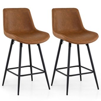 Counter Height Bar Stool Set with Padded Seat, Metal Frame Kitchen Stools