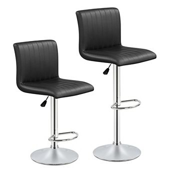 Set of 2 Adjustable Swivel Bar Stools with Faux Leather Seat, Kitchen Island Bar Chairs
