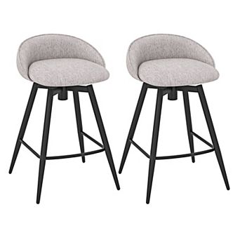 Modern Swivel Counter Height Bar Stools Set of 2 with Upholstered Seats and Footrests