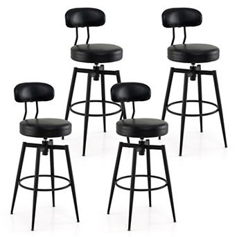 Kitchen Bar Swivel Stools Set of 2, PU Leather Upholstered with Metal Frame and Footrest