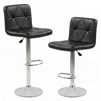Set of 2 Adjustable Swivel Bar Stools with Faux Leather Seat, Modern Kitchen Chairs