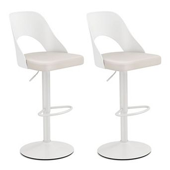 Adjustable Swivel Bar Stools Set of 2, PU Leather Kitchen Island Chairs with Footrest