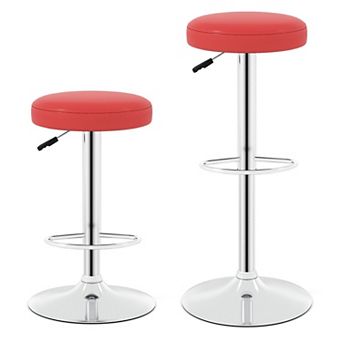 Set of 2 Adjustable Swivel Bar Stools with PU Leather Seats for Kitchen Island and Bar