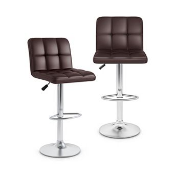 Adjustable Swivel Bar Stools Set of 2 for Kitchen Island with PU Leather Seats